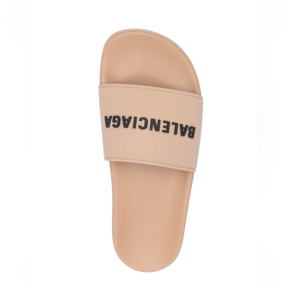 Beige Balenciaga Pool Slide Sandals